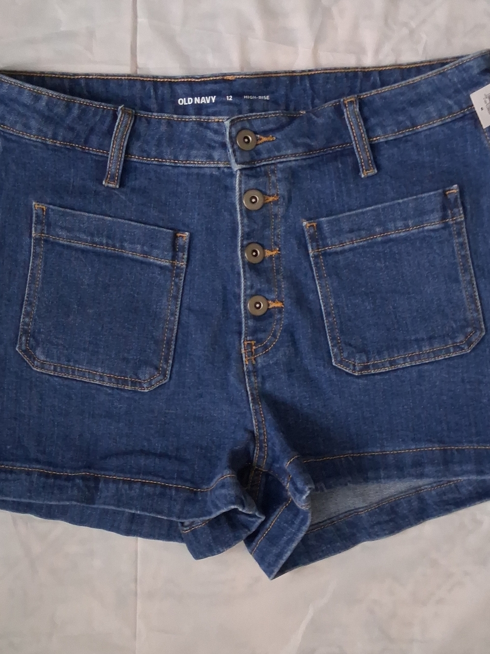 Womens Old Navy Denim High-Rise Button-Front Jean Shorts Sz 12